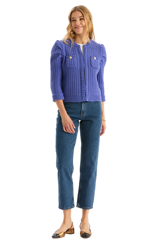 Liza Cotton Blend Knit Jacket- Royal Blue