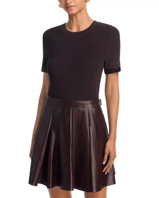Devyn Leather/Knit Skirt Mini