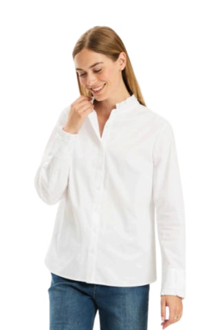 Gwen Ruffle Shirt- White