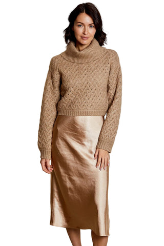 Anni Sweater Combo Dress- Camel