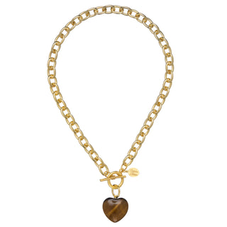 Stone Heart Toggle Necklace - Tiger's Eye