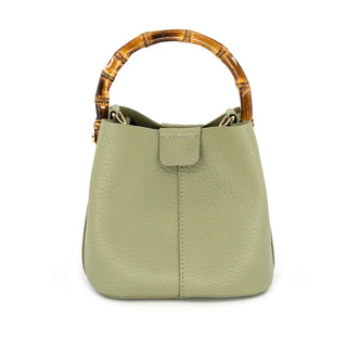 Sage Bamboo Handle Bucket Bag