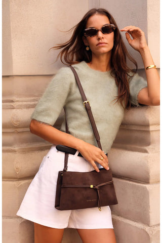 Lori Suedette Crossbody Bag in Bitter Chocolate
