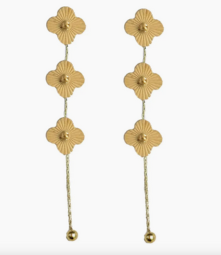 2025 Gold Clover Duster Drop Earrings