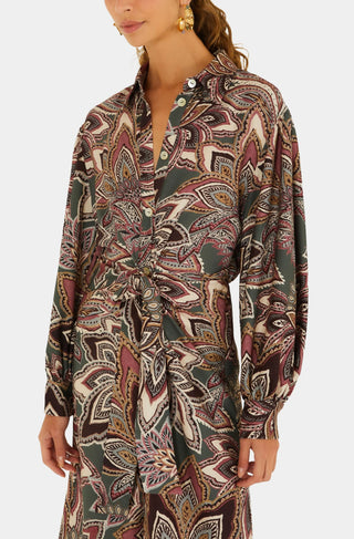 Tapestry Flowers Dark Green Midi Dress