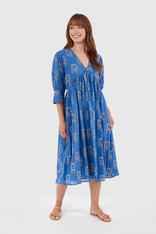 Ingrid Dress- Cornflower Mughal