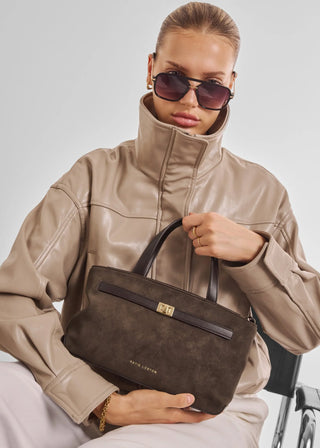 Orin Top Handle Chocolate Suede