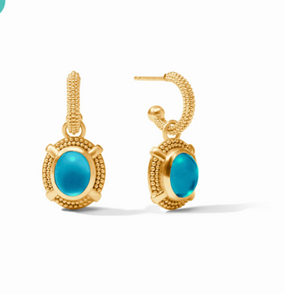 ER923GILN00 Cabochon Hoop & Charm Earring Iridescent London Blue