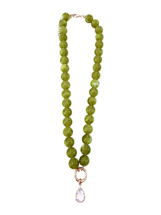 Harrison Beaded Cz Charm Necklace - Chartreuse -