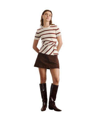 Short Sleeve Carlita Top - Cream/Raisin