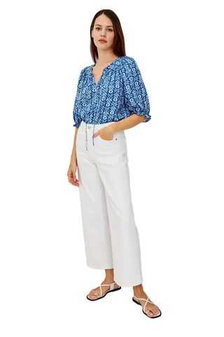 Belina Top- Blue Ikat