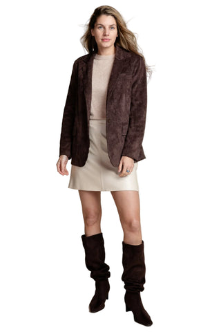 The Margot Suede Blazer | Chocolate