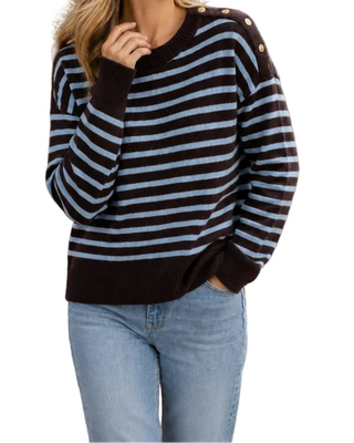 The Abigail Sweater -Cocoa and Sky