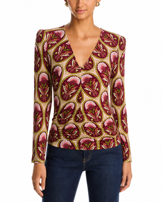 Garden Medal Multicolor Jersey Long Sleeve Blouse