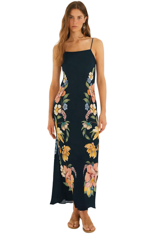 Maira Floral Dark Blue Maxi Dress