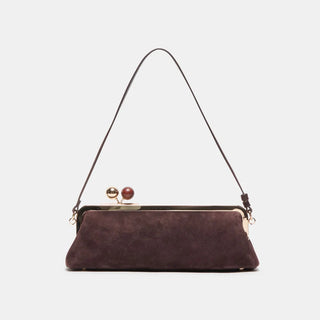 Ambriaa Baguette Shoulder Bag Chocolate Suede