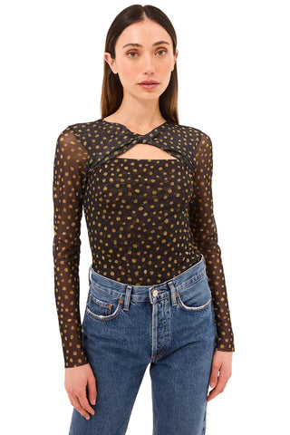 Neriah Top- Polka Mesh