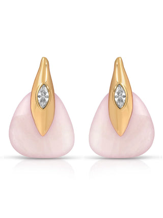 Solstice Earrings In Rose Quartz - Rose Quartz With 18k Gold Plating