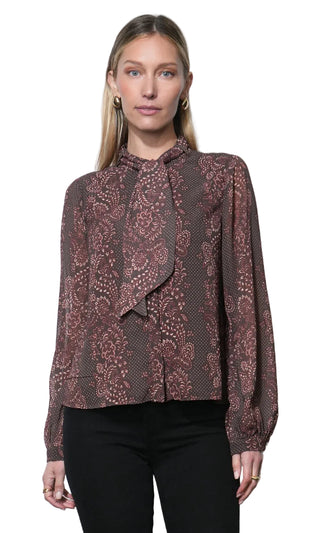 Nelly Button Down Tie Neck Blouse