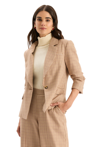 Taylor Golden Wheat Houndstooth Blazer