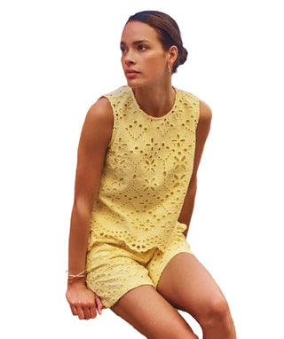 Yellow Eyelet Top