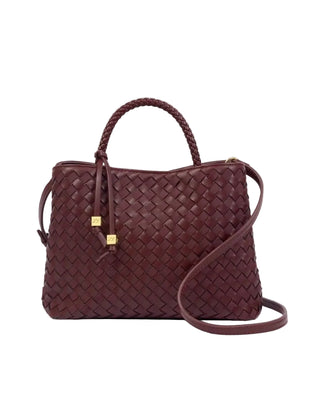 Nova Hand Woven Top Handle Bag in Cherry