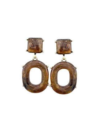 Hill Statement Earrings- Brown - Brown