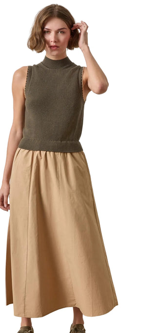 Mixed Media Mock Neck Dress