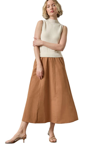 Mixed Media Mock Neck Dress