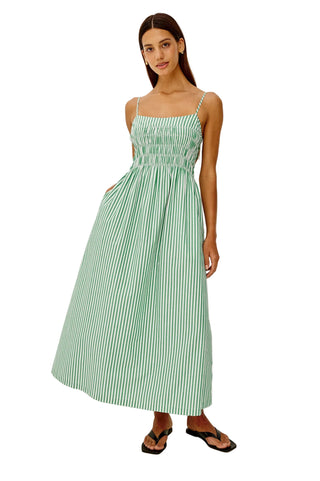 Primrose Dress- Emerald Stripe