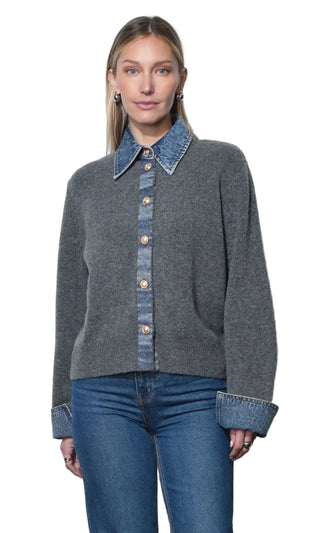 Romi Mixed Media Button Down Sweater