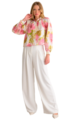 Leanna Top- Ivory/Pink