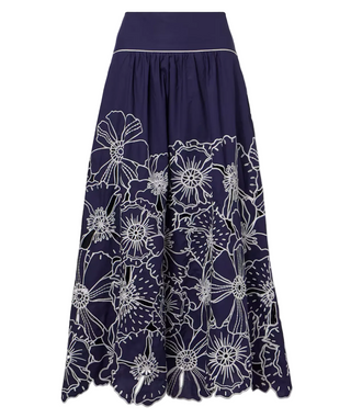Flowers Richelieu Blue Skirt