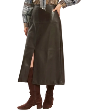 Phoebe Vegan Skirt Dark Brown Leather