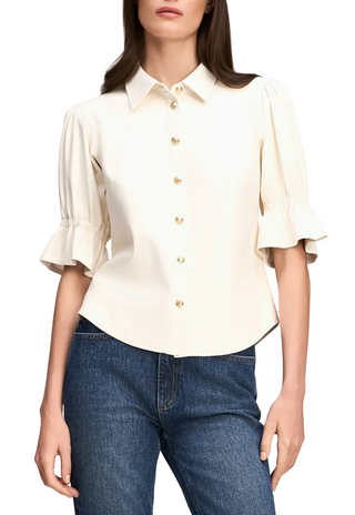 Ecru Vegan Leather Fiona Top