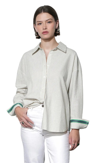 Sierra Oversized Stripe Button Down With Stripe Detail