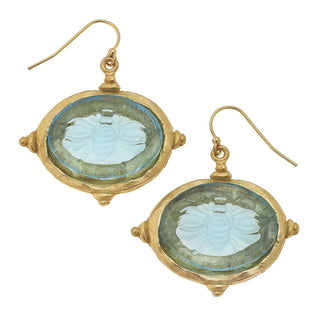 Venetian Glass Bee Earrings 1580AQ