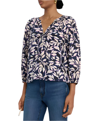Vasia Top- Navy Vines