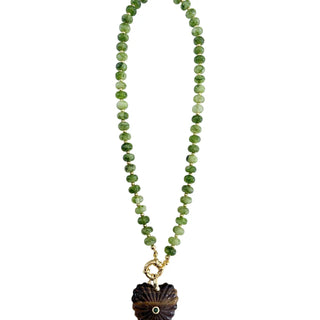 Kendall Beaded Necklace With Heart Pendant - Tan - Tan