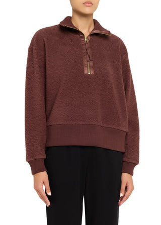 Roselle Half Zip Fleece - Deep Mahogany