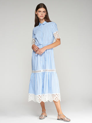 Laura Dress- Blue/Eyelet Combo
