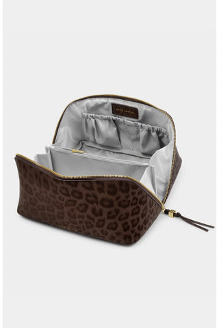 Soho Large Makeup and Toiletry Bag in Chocolate Leopard
