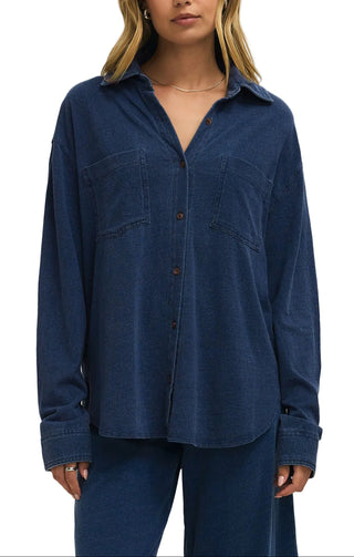 Reese Button Down Jersey Blouse