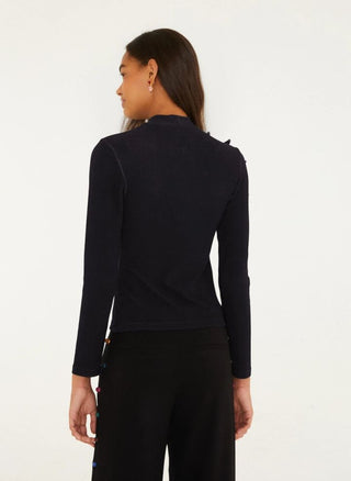 Black Long Sleeve Flower Top