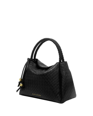 Nova Hand Woven Top Handle Bag in Black