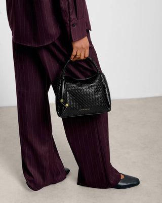 Nova Hand Woven Top Handle Bag in Black