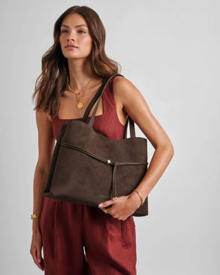 Lori Tote Bag Bitter 2 Chocolate Suedette