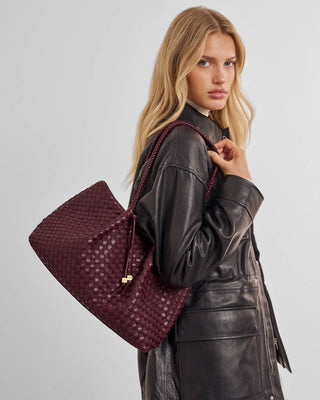 Nova Hand Woven Small Shoulder Tote in Cherry