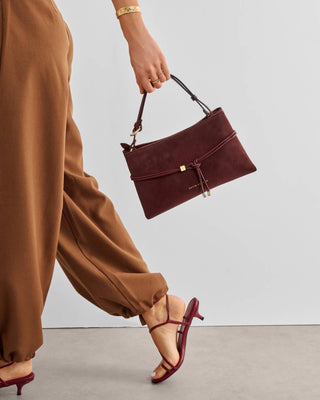 Lori Suedette Crossbody Bag in Cherry