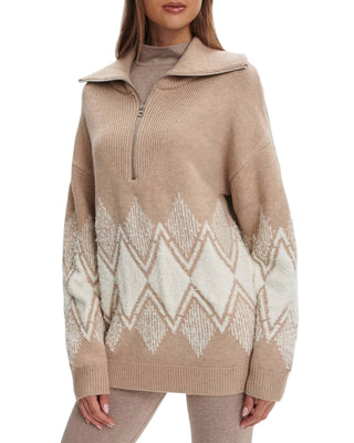 Betty Half Zip-Light Taupe